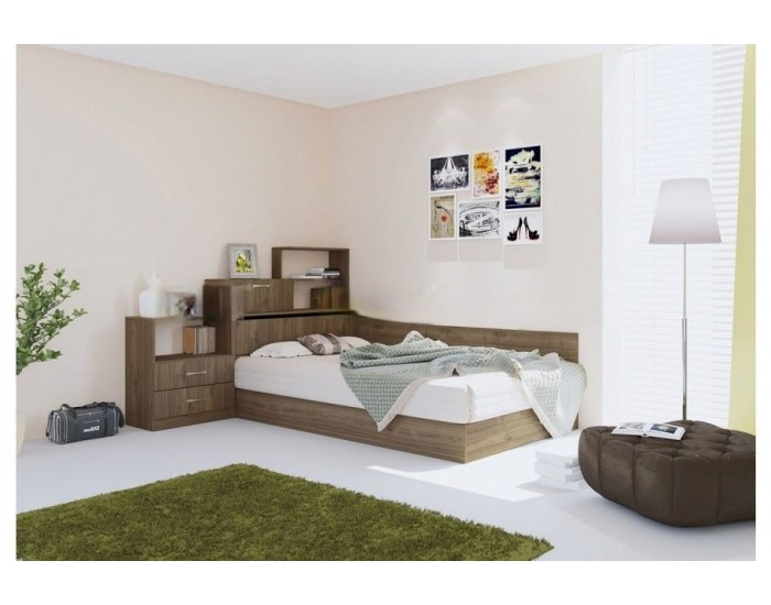 Спалня комплект модел 55, за матрак 120/190,7032, 2 цвята, с повдигащ механизъм