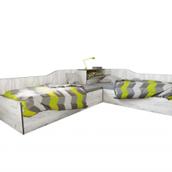 Ъглови легла Mod 5047 с ракла за матраци 90/200, Дъб крафт бял - Детски легла