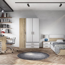 Детски спален комплект модел 5049 за матрак 90/200, Сонома тъмна/Бяло - Комплекти детско обзавеждане