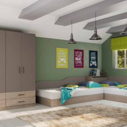 Детски спален комплект модел 7064 за матраци 82/190, Мока/Лате - Комплекти детско обзавеждане