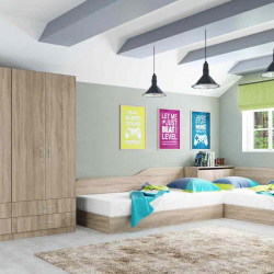 Детски спален комплект модел 7082 за матраци 90/200, Сонома тъмна - Bogdan Furniture I