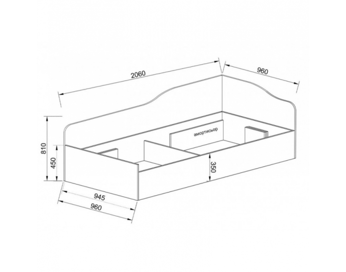 Легло Mod 5041 за матрак 90/200 см, Дъб крафт бял