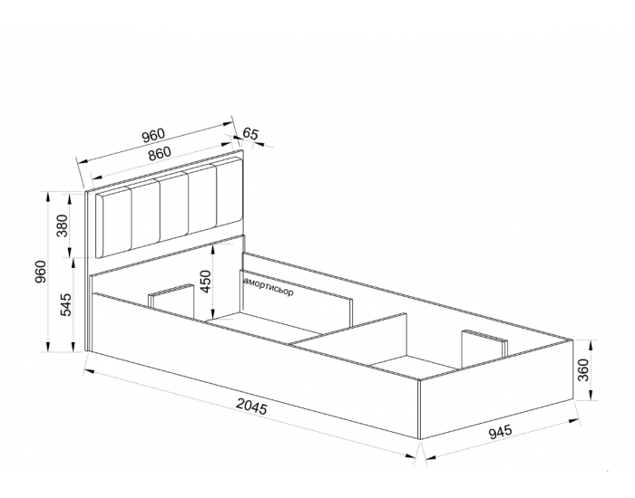 Легло Mod 5044 с тапицирана табла за матрак 90/200 см, Дъб крафт бял/Зелен