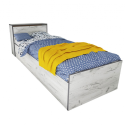 Легло Mod 5045 с ракла за матрак 90/200 см, Дъб крафт бял - Промоции