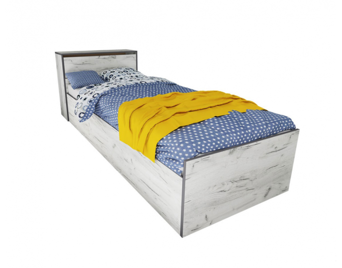 Легло Mod 5045 с ракла за матрак 90/200 см, Дъб крафт бял