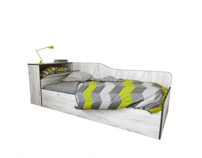 Легло Mod 5046 с ракла за матрак 90/200 см, Дъб крафт бял