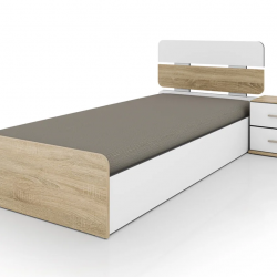 Легло Mod 2047 за матрак 90/200, Сонома тъмна/Бяло - Bogdan Furniture I