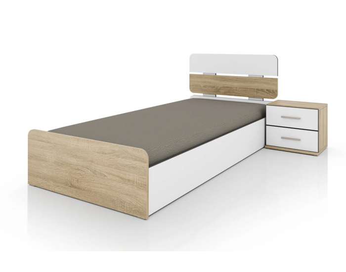 Легло Mod 2047 за матрак 90/200, Сонома тъмна/Бяло