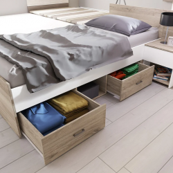 Легло Mod 2048 за матрак 90/200, Сонома тъмна/Бяло - Bogdan Furniture I