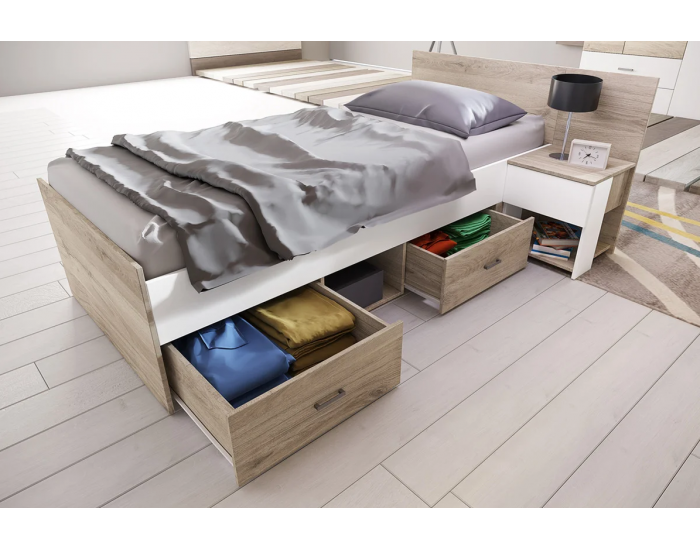 Легло Mod 2048 за матрак 90/200, Сонома тъмна/Бяло