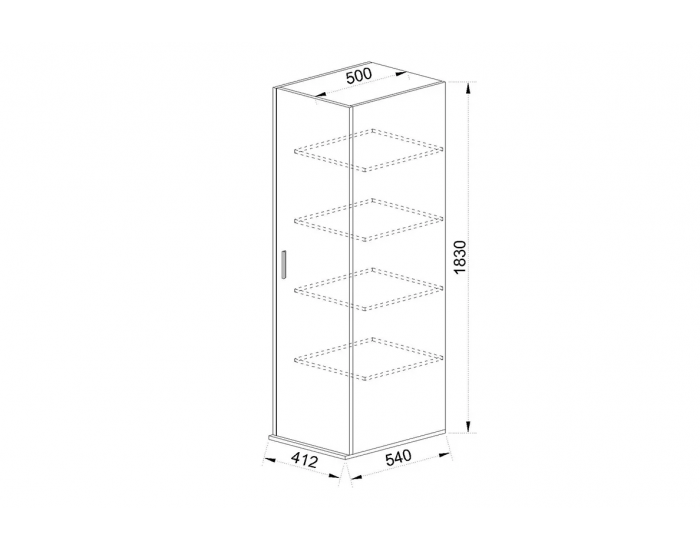 Еднокрилен гардероб Mod 1044, Сонома тъмна/Бяло