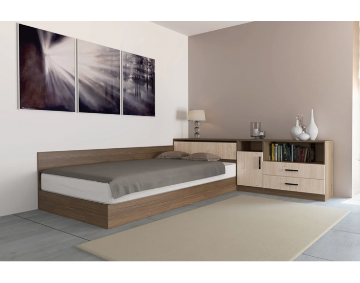 Спален комплект модел 7087 за матрак 120/190, Орех адмирал/Кестен вирджиния