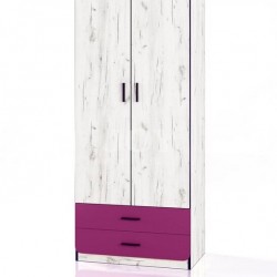 Гардероб Модел 1030, дъб крафт бял / маджента - Топ оферти