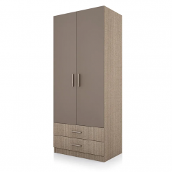 ﻿﻿﻿﻿Двукрилен гардероб Mod 1008 с чекмеджета, Мока/Лате - Bogdan Furniture I