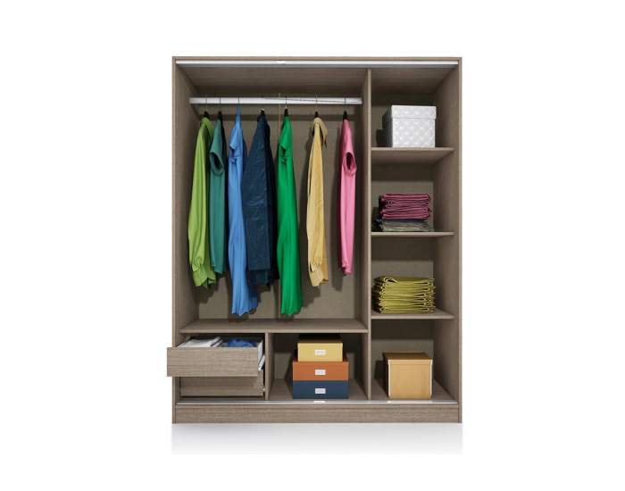 ﻿Гардероб с плъзгащи врати и огледало Mod 1006, Мока/Лате