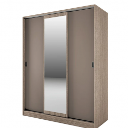 ﻿Гардероб с плъзгащи врати и огледало Mod 1006, Мока/Лате - Bogdan Furniture I