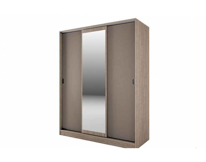 ﻿Гардероб с плъзгащи врати и огледало Mod 1006, Мока/Лате