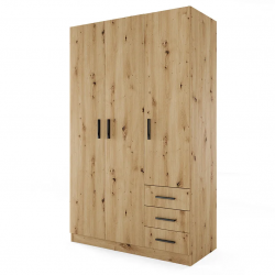 ﻿﻿﻿﻿﻿﻿﻿﻿﻿﻿﻿﻿Трикрилен гардероб Mod 1028 с чекмеджета, Дъб артисан - Bogdan Furniture I