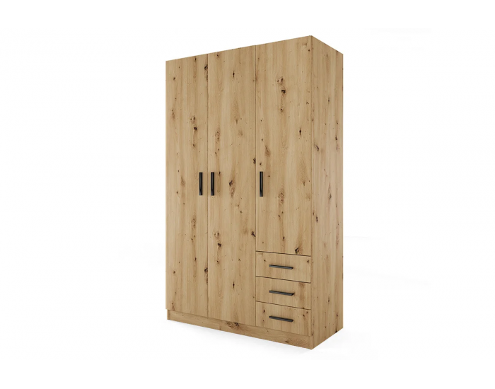 ﻿﻿﻿﻿﻿﻿﻿﻿﻿﻿﻿﻿Трикрилен гардероб Mod 1028 с чекмеджета, Дъб артисан