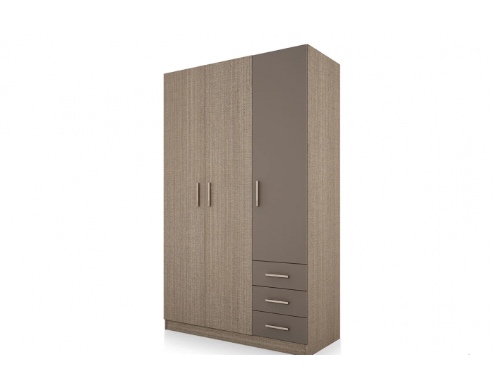 ﻿﻿﻿﻿﻿﻿﻿﻿﻿﻿﻿﻿﻿﻿﻿Трикрилен гардероб Mod 1028 с чекмеджета, Мока/Лате