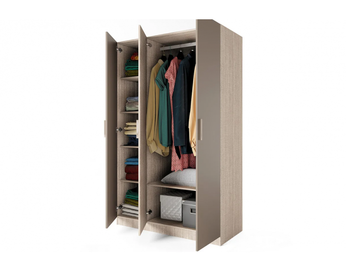 ﻿﻿Трикрилен гардероб Mod 1002, Мока/Лате