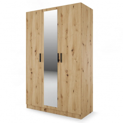 ﻿﻿Трикрилен гардероб Mod 1003 с огледало, Дъб артисан - Bogdan Furniture I