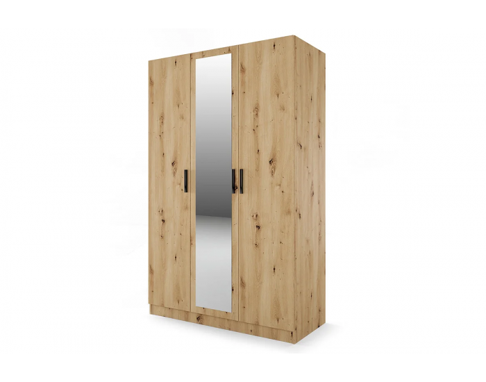 ﻿﻿Трикрилен гардероб Mod 1003 с огледало, Дъб артисан