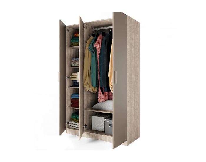 ﻿﻿﻿﻿﻿Трикрилен гардероб Mod 1003 с огледало, Мока/Лате