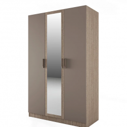 ﻿﻿﻿﻿﻿Трикрилен гардероб Mod 1003 с огледало, Мока/Лате - Bogdan Furniture I