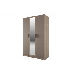 ﻿﻿﻿﻿﻿Трикрилен гардероб Mod 1003 с огледало, Мока/Лате - 
