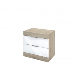 Нощно шкафче Mod 3074, Сонома арвен с Бял гланц, 500/350/510 - Bogdan Furniture I