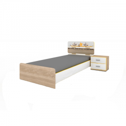 Детско легло Мебели Богдан модел 267 / 2013, за матрак 90/200, сонома и бяло с принт - Детска стая