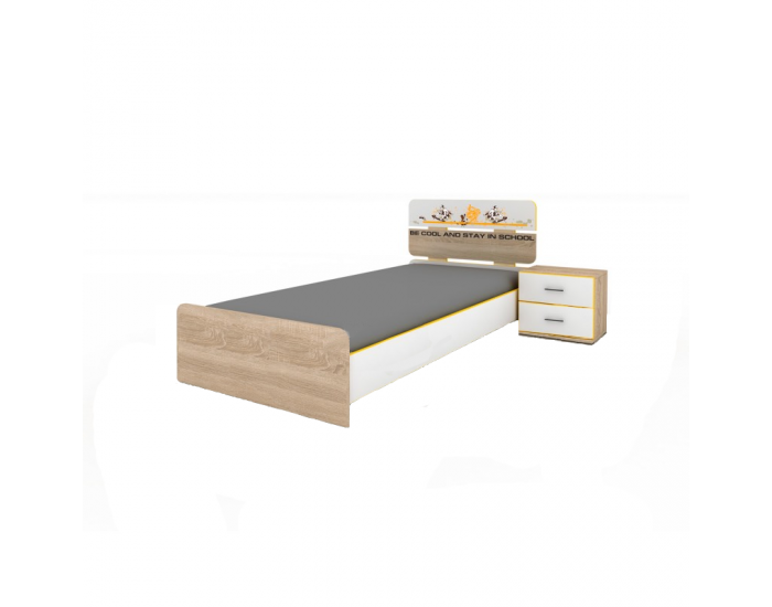 Детско легло Мебели Богдан модел 267, за матрак 90/200, сонома и бяло с принт - Детски легла