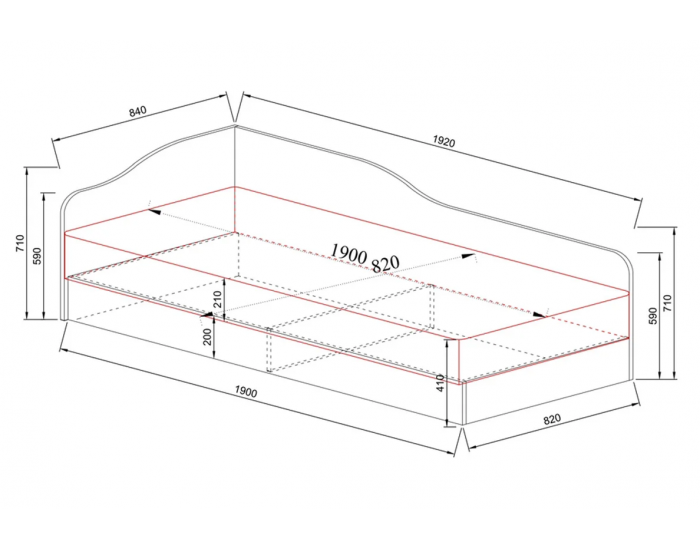 Легло Mod 2004 за матрак 82/190, Мока/Лате