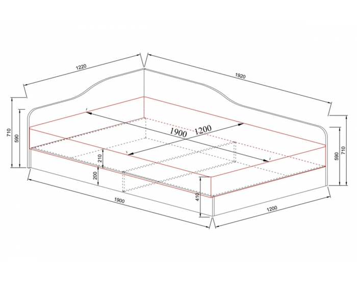 Легло Mod 2009 за матрак 120/190, Мока/Лате