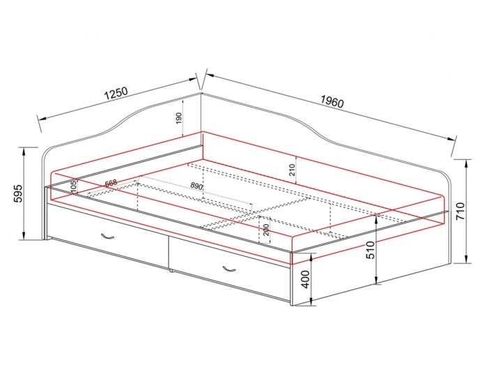 Легло Mod 2030 с чекмеджета, Дъб артисан
