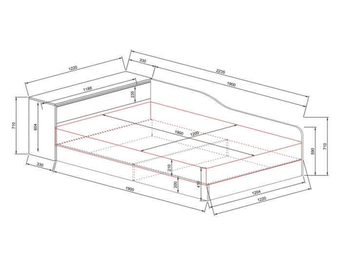 Легло приста Mod 2002, Дъб артисан