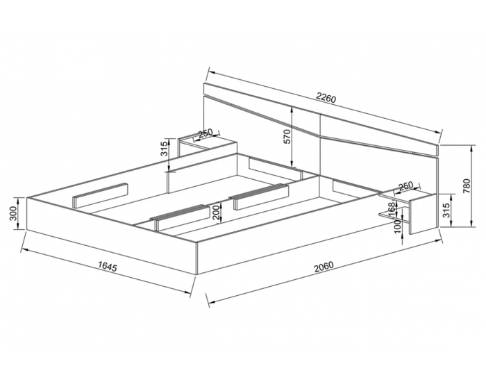 Спалня с нощни шкафчета Mod 2007, Сонома арвен/Бял гланц