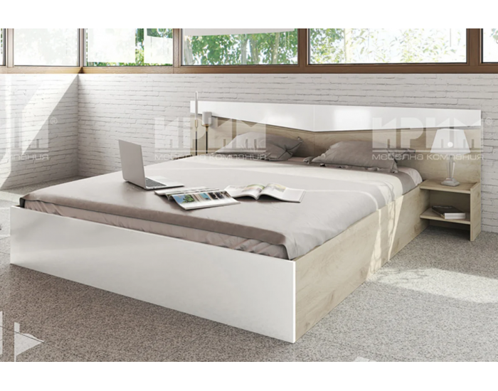 Спалня с нощни шкафчета Mod 2007, Сонома арвен/Бял гланц