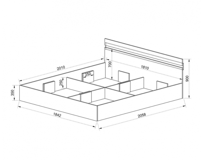 Спалня модел 2045 за матрак 180/200 с повдигащ механизъм, Сонома тъмна