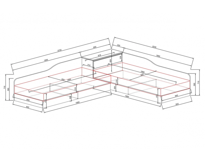 Ъглови легла Mod 2001, Сонома арвен/Бял гланц