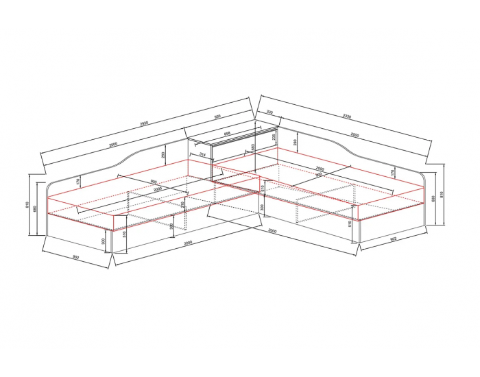 Ъглови легла Mod 2043, Сонома тъмна