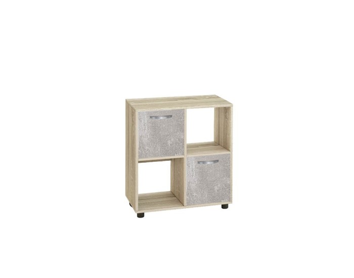 Етажерка Мебели Богдан Cubo 4, Сонома, с 2 вратички бетон Етажерка Мебели Богдан Cubo 4, Сонома, с 2 вратички бетон