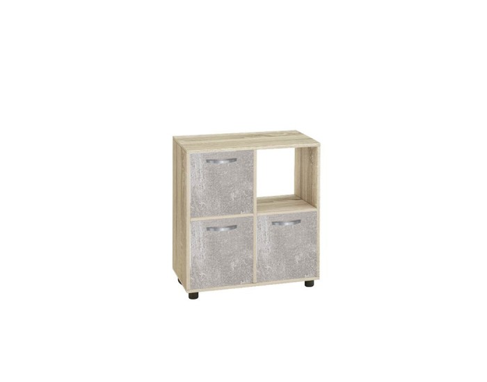 Етажерка Мебели Богдан Cubo 4, Сонома, с 3 вратички бетон Етажерка Мебели Богдан Cubo 4, Сонома, с 3 вратички бетон