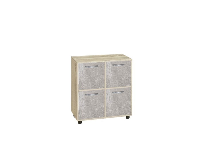 Етажерка Мебели Богдан Cubo 4, Сонома, с 4 вратички бетон Етажерка Мебели Богдан Cubo 4, Сонома, с 4 вратички бетон