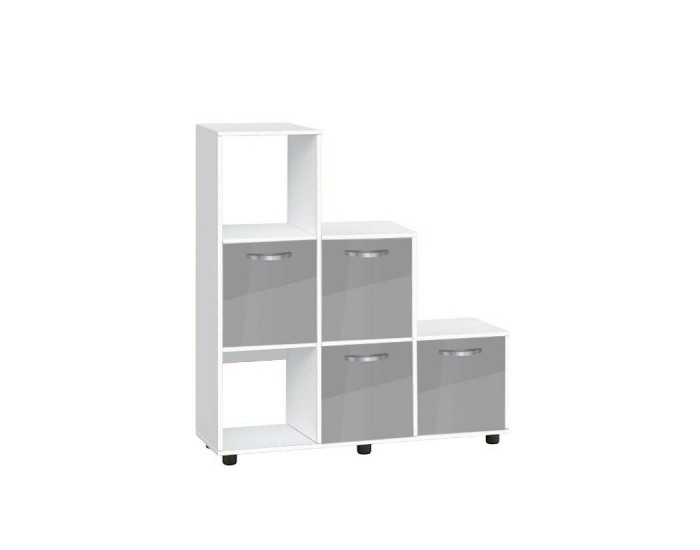 Етажерка Мебели Богдан Cubo 6, с 4 врати, бяло и Сив гланц Етажерка Мебели Богдан Cubo 6, с 4 врати, бяло и Сив гланц