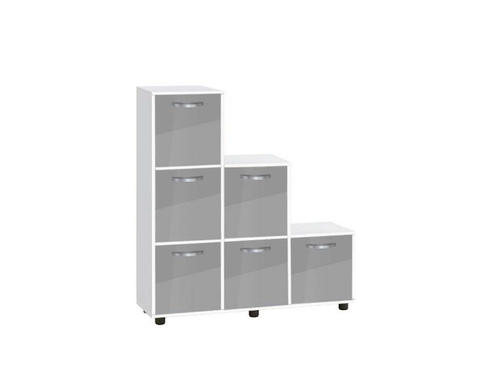 Етажерка Мебели Богдан Cubo 6, с 6 врати, бяло и Сив гланц Етажерка Мебели Богдан Cubo 6, с 6 врати, бяло и Сив гланц