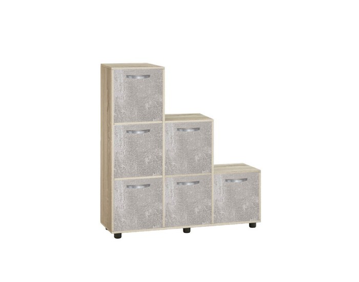 Етажерка Мебели Богдан Cubo 6, с 6 врати, сонома и бетон Етажерка Мебели Богдан Cubo 6, с 6 врати, сонома и бетон