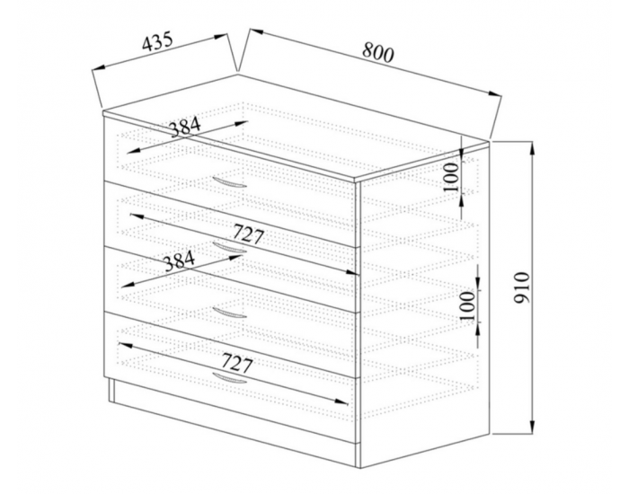 Скрин с 4 чекмеджета Mod 3003, Дъб артисан