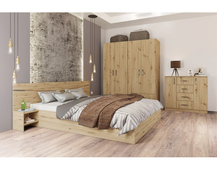 Спален комплект модел 7062 за матрак 160/200, Дъб артисан
